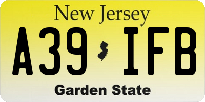 NJ license plate A39IFB