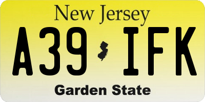NJ license plate A39IFK