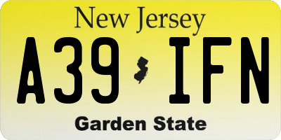 NJ license plate A39IFN