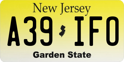 NJ license plate A39IFO