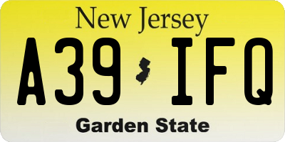 NJ license plate A39IFQ