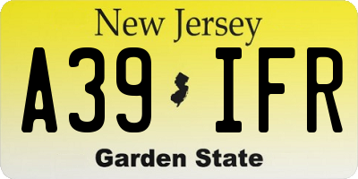 NJ license plate A39IFR