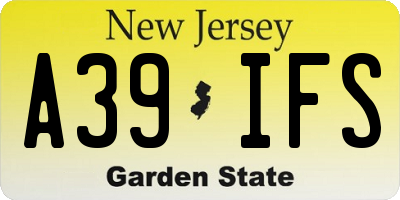 NJ license plate A39IFS
