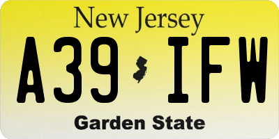 NJ license plate A39IFW