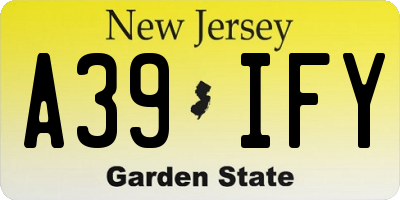 NJ license plate A39IFY