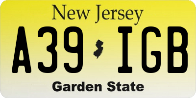NJ license plate A39IGB