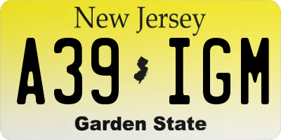NJ license plate A39IGM