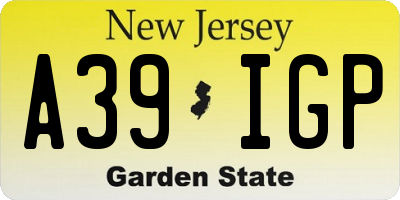 NJ license plate A39IGP