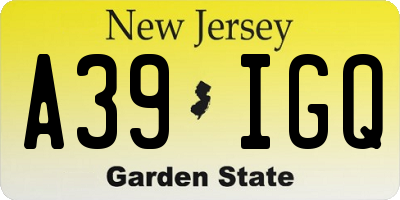 NJ license plate A39IGQ