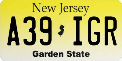 NJ license plate A39IGR
