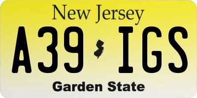 NJ license plate A39IGS