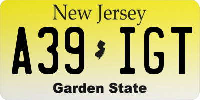 NJ license plate A39IGT