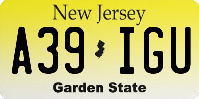 NJ license plate A39IGU