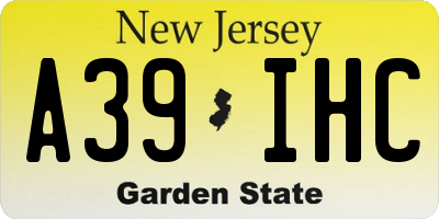 NJ license plate A39IHC