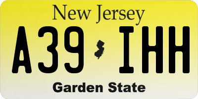 NJ license plate A39IHH