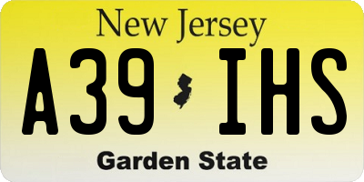 NJ license plate A39IHS