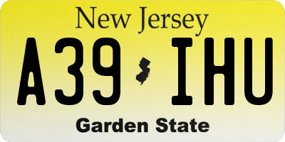 NJ license plate A39IHU