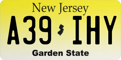 NJ license plate A39IHY