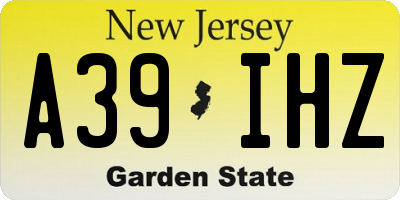 NJ license plate A39IHZ