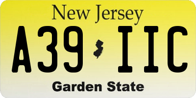 NJ license plate A39IIC