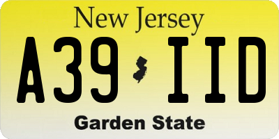 NJ license plate A39IID