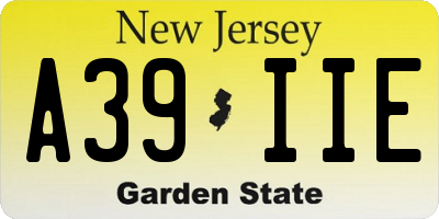 NJ license plate A39IIE