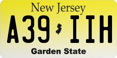 NJ license plate A39IIH
