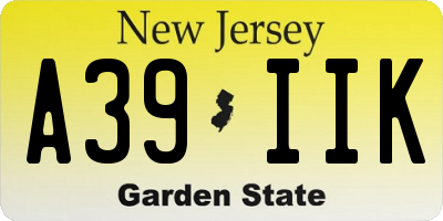 NJ license plate A39IIK
