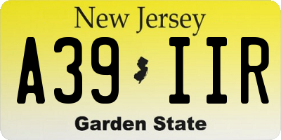 NJ license plate A39IIR