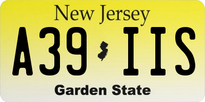 NJ license plate A39IIS