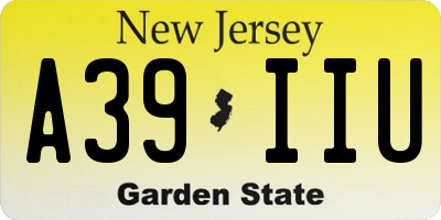 NJ license plate A39IIU