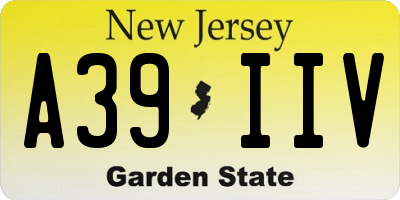 NJ license plate A39IIV