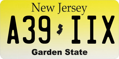 NJ license plate A39IIX