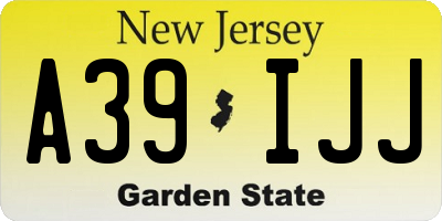 NJ license plate A39IJJ
