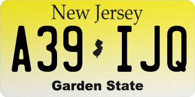 NJ license plate A39IJQ
