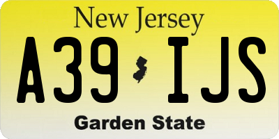 NJ license plate A39IJS