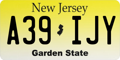 NJ license plate A39IJY
