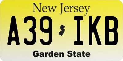 NJ license plate A39IKB