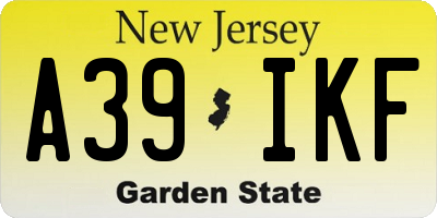 NJ license plate A39IKF