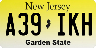 NJ license plate A39IKH