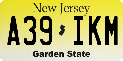 NJ license plate A39IKM