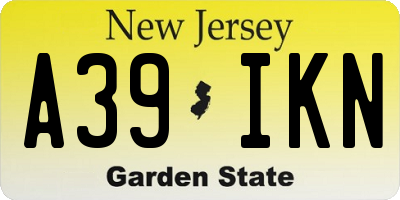 NJ license plate A39IKN