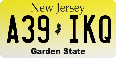 NJ license plate A39IKQ