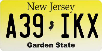 NJ license plate A39IKX