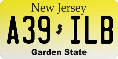 NJ license plate A39ILB