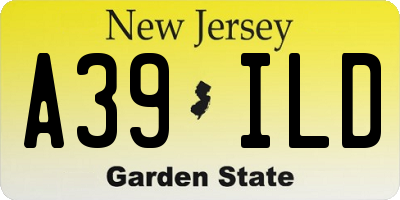 NJ license plate A39ILD