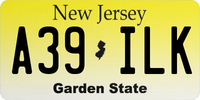 NJ license plate A39ILK