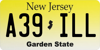 NJ license plate A39ILL