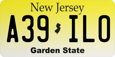NJ license plate A39ILO