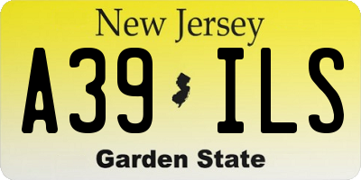 NJ license plate A39ILS